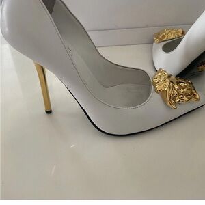 Versace Elegant White and Gold Women's Heels